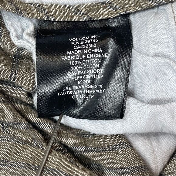 Volcom Shorts Ray Ray Striped Chino Brown Men's Size 33 CHAMBRAY INDIGO - Picture 7 of 12